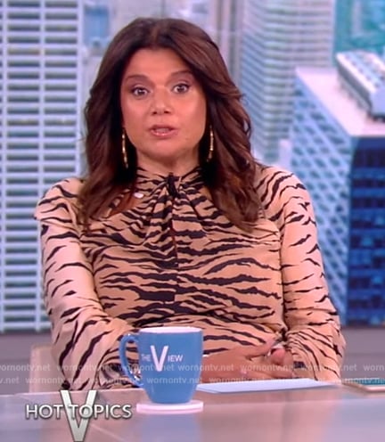 Ana's tiger stripe twist neck dress on The View