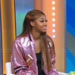 Angel Reese’s sequin bomber jacket on Good Morning America