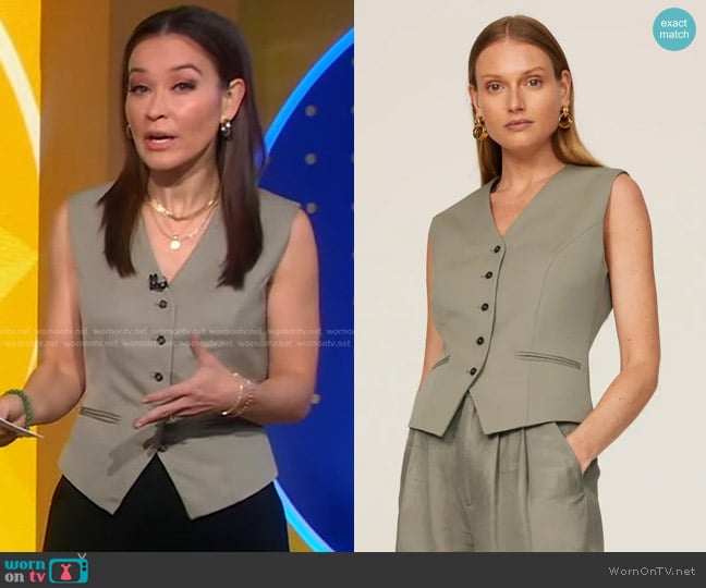 Anine Bing Marina Vest worn by Eva Pilgrim on Good Morning America