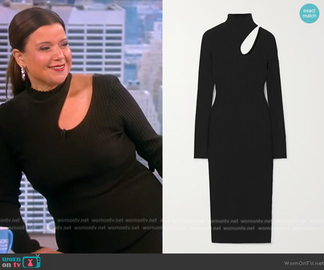 Anine Bing Victoria cutout ribbed cotton turtleneck midi dress worn by Ana Navarro on The View