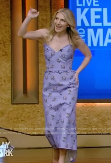 Annaleigh Ashford's blue floral print dress on Live with Kelly and Mark