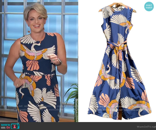 Anthropologie Crane Print Jumpsuit worn by Jamie Yuccas on The Talk