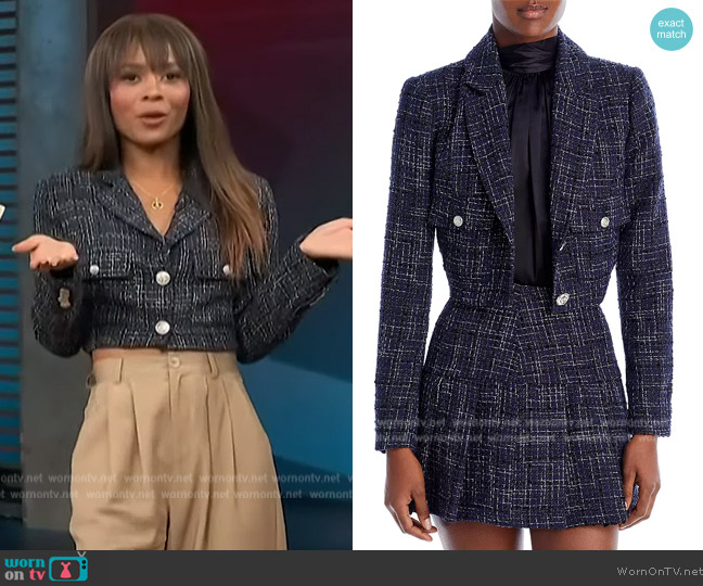 WornOnTV: Zuri’s black tweed cropped jacket on Access Hollywood | Zuri ...
