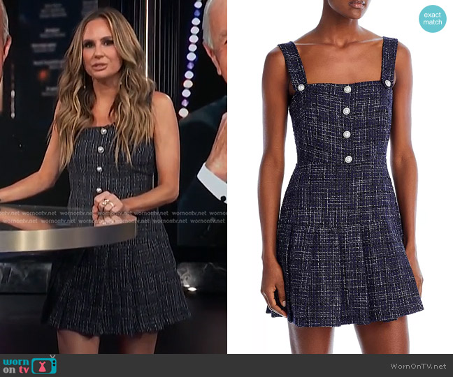 Aqua Tweed Sleeveless Mini Dress worn by Keltie Knight on E! News