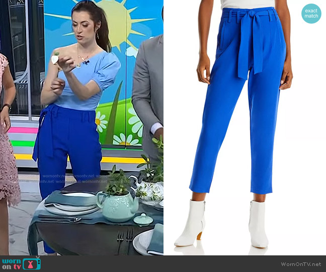 Aqua Twill Belted Ankle Pants worn by Lindsey Peers on Today