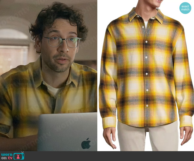 Arizona Long Sleeve Regular Fit Flannel Shirt in Yellow Plaid worn by Edward (Rick Glassman) on Not Dead Yet