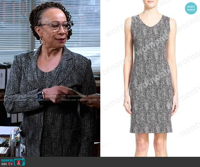 Armani Collezioni Herringbone Sheath Dress worn by Sharon Goodwin (S. Epatha Merkerson) on Chicago Med