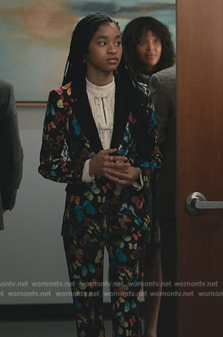 Ashley's black butterfly print suit on Bel-Air