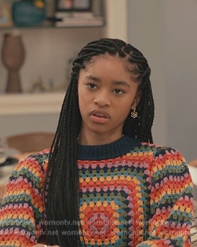 Ashley's rainbow crochet knit sweater on Bel-Air