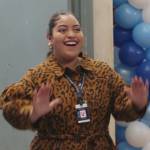 Ashley’s leopard mini dress on Abbott Elementary