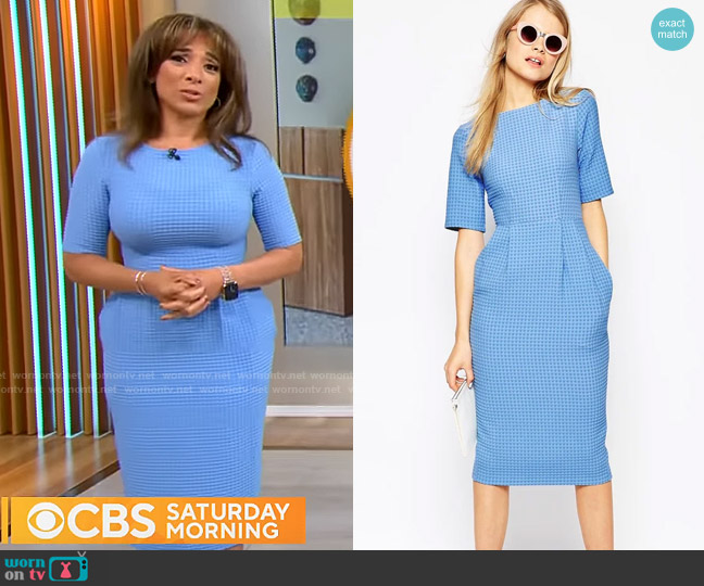 ASOS Textured Wiggle Dress worn by Michelle Miller on CBS Mornings