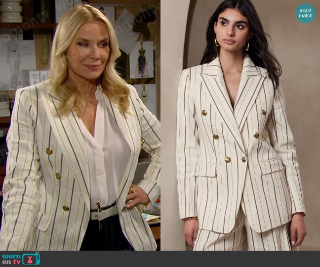 Banana Republic Alva Linen Cotton Blazer worn by Brooke Logan (Katherine Kelly Lang) on The Bold and the Beautiful