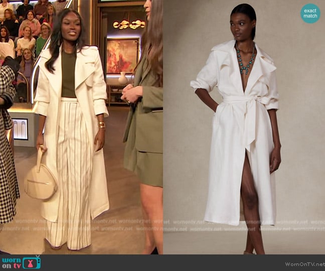 Banana Republic Silvia Linen Trench Coat worn by Debbie Pierre on The Drew Barrymore Show