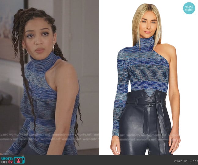 Bardot Asymmetric Knit Top worn by Olivia Baker (Samantha Logan) on All American