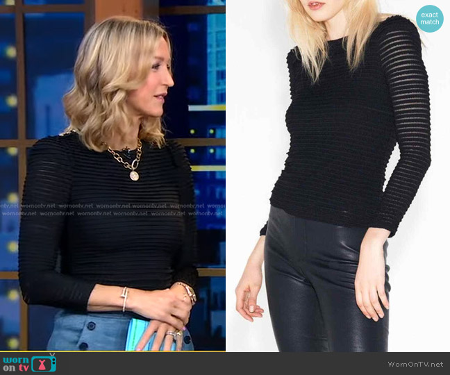 Ba&Sh Nils Ruched Top worn by Lara Spencer on Good Morning America