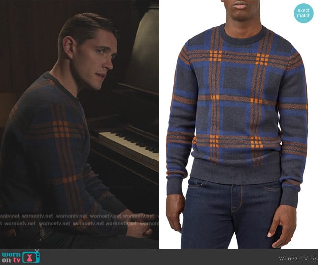 Ben Sherman Jacquard Check Cotton Crewneck Sweater worn by Casey Cott (Casey Cott) on Riverdale