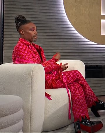 Billy Porter's pink checked blazer and pants on E! News