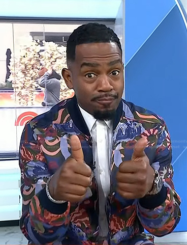 Bill Bellamy’s printed bomber jacket on Today