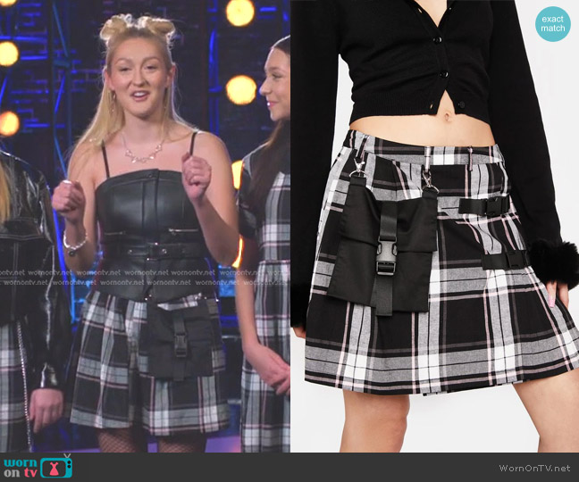 Black Friday Nancy Pink Tartan Mini Skirt worn by Madi Heichel on The Voice