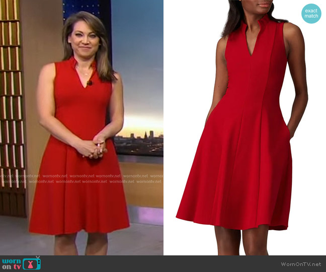 WornOnTV: Ginger’s red stand collar v-neck dress on Good Morning ...