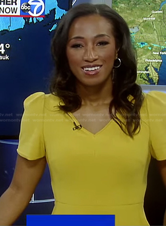 Brittany Bell's yellow v-neck dress on Good Morning America