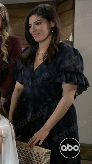 Brook Lynn’s navy wrap dress on General Hospital