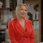 Brooke’s red feather trim suit on The Bold and the Beautiful