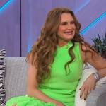 Brooke Shields’ green feather trim dress on The Kelly Clarkson Show