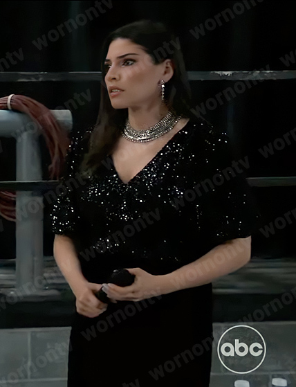 Brook Lynn's black sequin dress on General Hospital Nurses Ball 2023