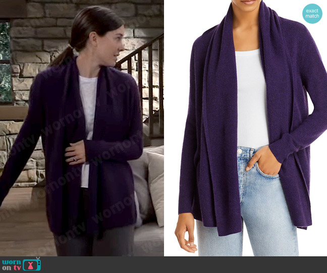 C by Bloomingdales Cashmere Open-Front Cardigan worn by Willow Tait (Katelyn MacMullen) on General Hospital