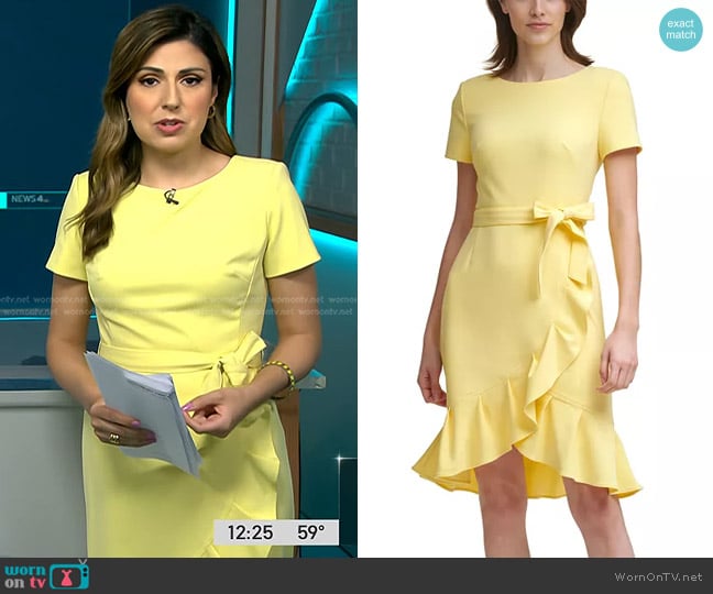 Calvin Klein Ruffle-Hem Dress worn by Rana Novini on NBC News Daily