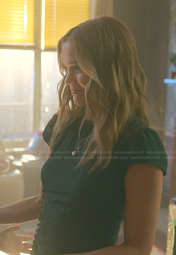 Callie's green button detail dress on Good Trouble