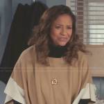 Catherine’s beige colorblock poncho on Greys Anatomy