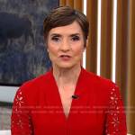 Catherine Herridge’s red eyelet sleeve dress on CBS Mornings