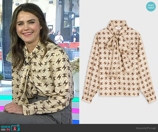 Celine Lavalliere Blouse in Shiny Matte Silk worn by Keri Russell on Today