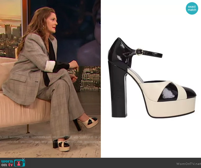 Two tone Mary Jane Heels by Celine worn by Drew Barrymore on The Drew Barrymore Show