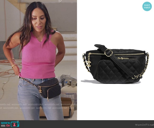 Chanel Quilted Grained Calfskin Gold-tone Black worn by Melissa Gorga on The Real Housewives of New Jersey