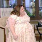 Chrissy Metz’s floral print short sleeve dress on Live with Kelly and Ryan