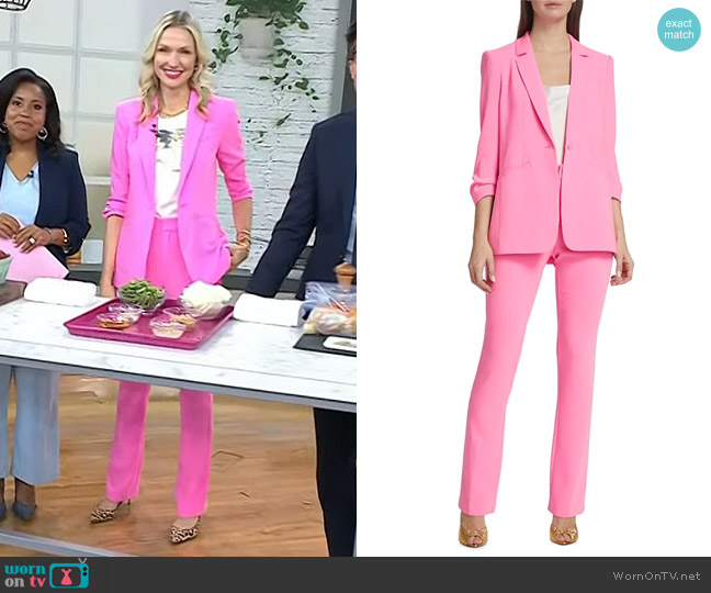 Cinq a Sept Khloe Crepe Ruched Blazer and Kerry Pants worn by Catherine McCord on Today