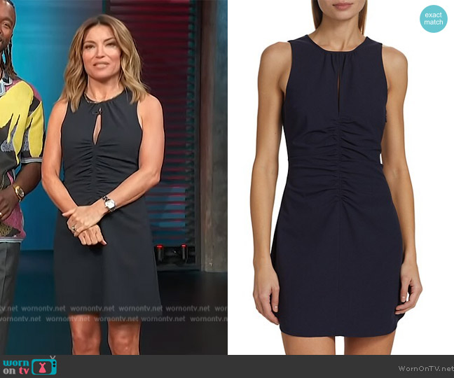 Cinq a Sept Merryl Ruched Keyhole Minidress worn by Kit Hoover on Access Hollywood