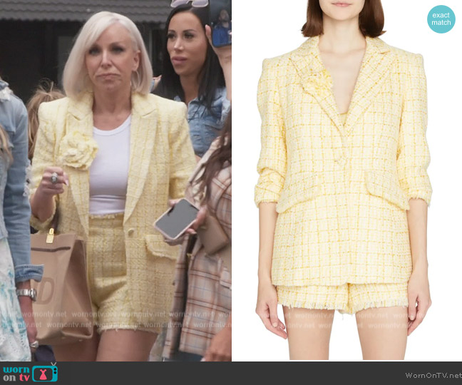 Cinq a Sept Pricilla Tweed Blazer worn by Margaret Josephs on The Real Housewives of New Jersey