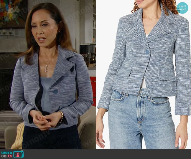 Club Monaco Textured Cutaway Jacket worn by Li Finnegan (Naomi Matsuda) on The Bold and the Beautiful