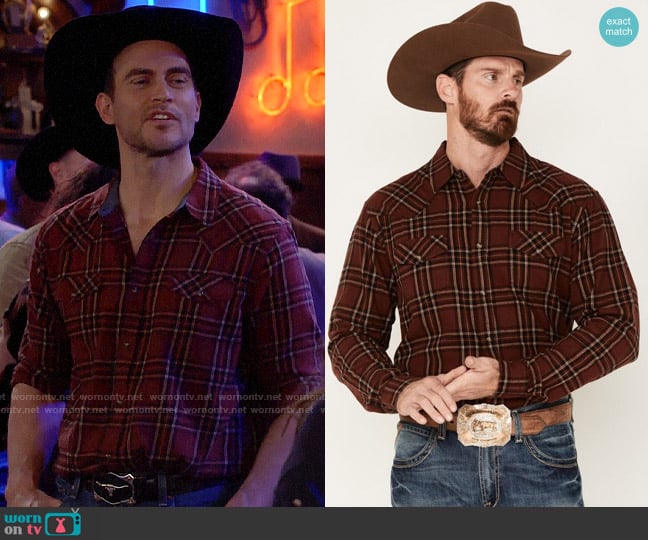 Cody James Poker Night Plaid Western Shirt worn by Max (Cheyenne Jackson) on Call Me Kat