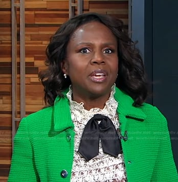 Deborah’s green knit jacket on Good Morning America