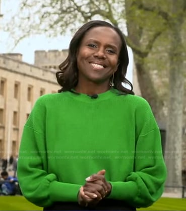 Deborah’s green ribbed sweater on Good Morning America