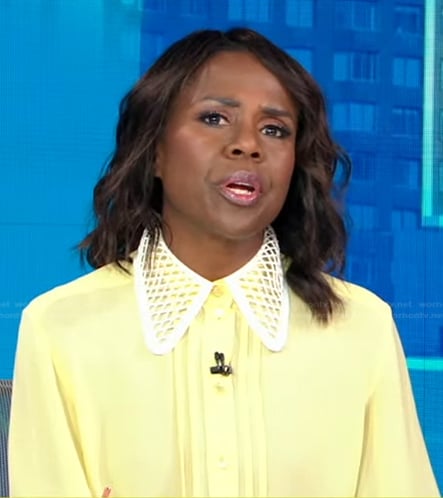 Deborah’s yellow mesh collar blouse on Good Morning America