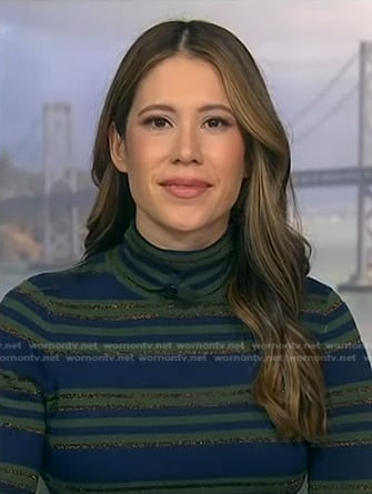 Deirdre Bosa's metallic striped turtlneck sweater on NBC News Daily