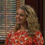 Destiny’s red floral puff sleeve blouse on Bunkd