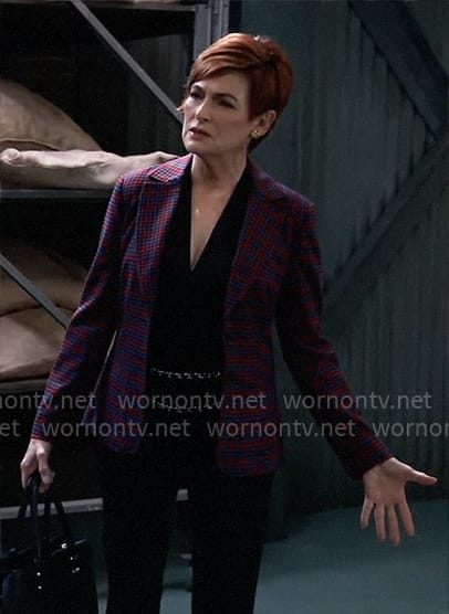 Diane's red and blue plaid blazer on General Hospital