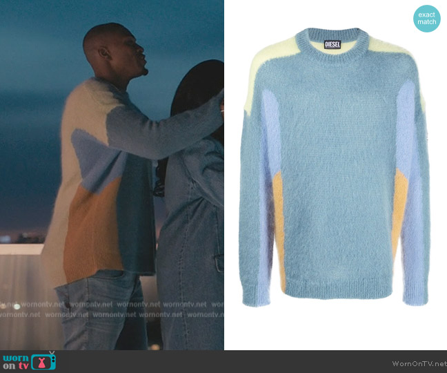 Diesel Colour-Block Knit Jumper worn by Justin Cornwell (Justin Cornwell) on Bel-Air